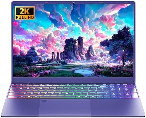 16″ Purple Gaming Laptop 12G LPDDR5 RAM 256GB NVMe SSD Alder Lake N95 CP, 2K FHD(1920 * 1200) IPS Screen/Color Backlit KB/Fingerprint/Windows 11 PC for…