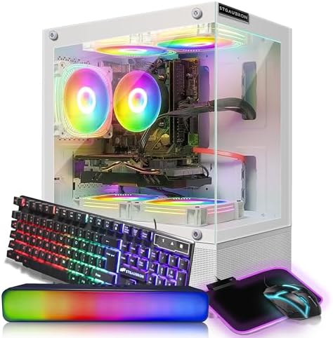 STGAubron Gaming Desktop PC,Intel Core i7-6700 up to 4.0G,32G DDR4,2T SSD,Radeon RX 580 16G GDDR5,600M WiFi,BT 5.0,RGB Fan x 3,RGB Keyboard&Mouse,RGB Mouse Pad,RGB BT Sound…