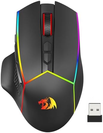 Redragon Wireless Gaming Mouse, Tri-Mode 2.4G/USB-C/Bluetooth Ergonomic Mouse Gaming, 8000 DPI, RGB Backlit, Fully Programmable, Rechargeable Wireless Computer Mouse for Laptop PC Mac, M814