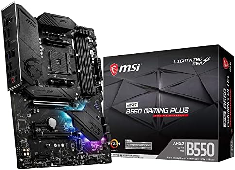 MSI MPG B550 Gaming Plus Computer Gaming Motherboard (AMD AM4, Ryzen 5000 & 3000 Series, DDR4, PCIe 4.0, SATA 6Gb/s, M.2, USB 3.2 Gen 2,…