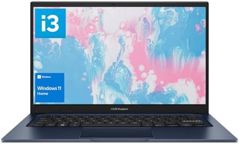 ASUS Vivobook Laptop, 14″ FHD Display, i3-1215U, 16GB RAM, 512GB SSD, Wi-Fi 6, HDMI, Webcam, Touchpad, Windows 11 Home, Blue