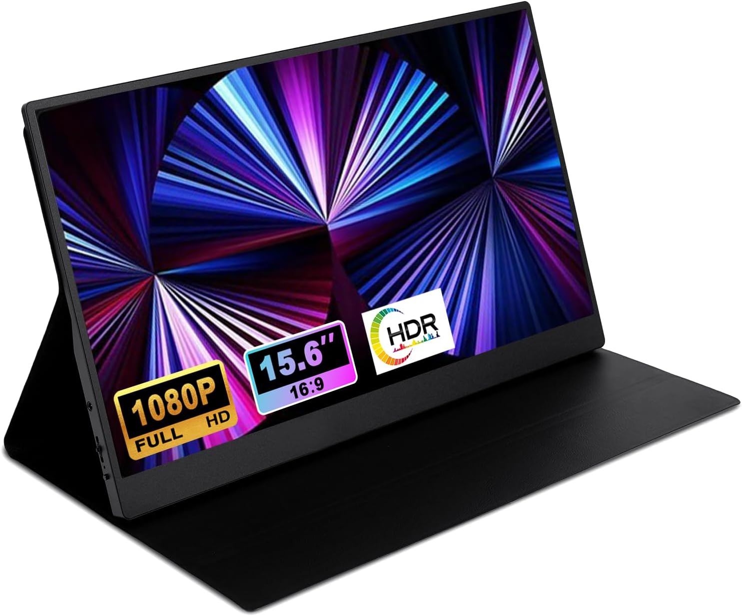 15.6-inch Portable Laptop Monitor, FHD 1920 * 1080 Resolution, Equipped with USB Type-C and HDMI interfaces, Supports HDR, with Smart Cover, Built-in Speakers (Size &…